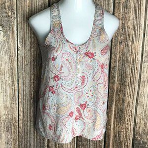 Bjewel Women's Blouse Top ~ Sz M ~ Beige ~ Roses ~